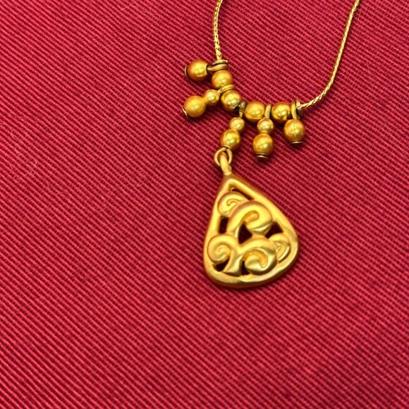 VTG Anne Klein II Brushed Satin Gold-Plated Pendant Necklace - Picture 9 of 14